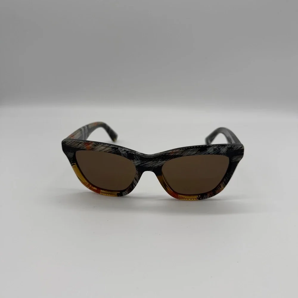 Burberry BE4435 Check Sand Cat Eye Sunglasses Dark Brown Lens 53mm
